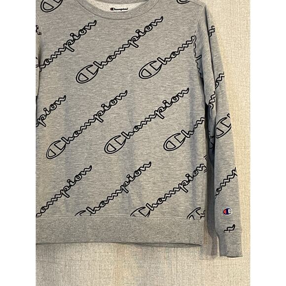 Women's Champion All Over Logo Hoodie Sweatshirt Croptop Size XLarge - Picture 2 of 5